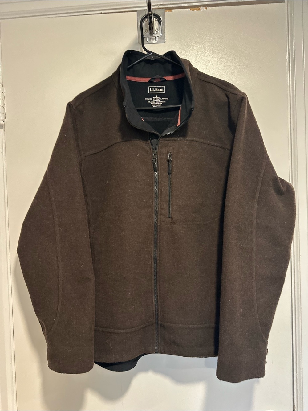 L.L.Bean Y2K high-quality wool blend Sz:L Dark brown full zip fleece jacket.